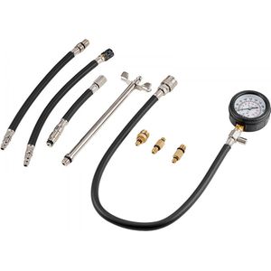 compressiemeter compressietester compressietester testapparaat compressiemeter met manometer benzinemotor 0-300 PSI en 0-2000 kPa compressiemeter incl. 3x adapters