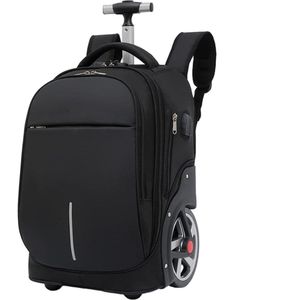 CL CHLIN® Zwart - Trolley anti diefstal Rugtas voor Tiener jongen en meisjes - ideaal voor brugklassers die zware boeken - reistas - waterdichte rugzak, schooltas - antidiefstal tas - schooltas - schoolrugzak - Tas met wielen en slot.