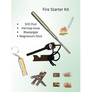Feswe Vuursteen Staaf Luxe Firestarter - Magnesiumstick Stick - Blaaspijpje - Henneptouw - Outdoor