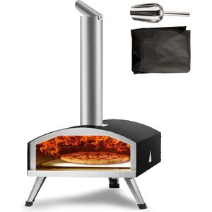 Outdoor Draagbare Pizza Oven 304.8mm, Gas Houtpellets Houtskool Pizza Oven, RVS Pizza Oven, Max 540℃ Houtpellet Schep & Pizza Steen & Draagtas - Premium Houtgestookte Pizza Oven voor Tuin