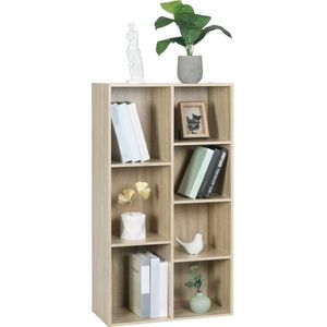 Moderne Boekenkast Wulf - 7 vakken - Oak - 59.5 x 29.5 x 108 cm - Boekenplank - Woonkamer, slaapkamer en kinderkamer - Hout - MDF