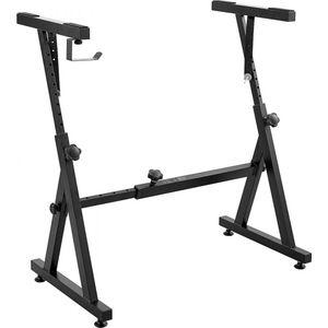 toetsenbordstandaard Z-vorm van Q195 staal Toetsenbordhouder verstelbaar in lengte en breedte 545-875x445-550x570-851mm Toetsenbordstandaard 113kg draagvermogen Toetsenbordstandaard statief met 360° roterende wielen