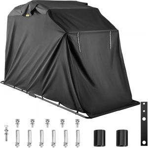 Waterdichte Motorhoes, Zwart Motorfietshoes, 3,45x1,37x1,9m Scooterhoes, Gebruikt voor Fiets, met Waterdichte Hoes, Mesh-vensters, Veel Gebruikt op Fiets, Motorfiets, Scooter, Bromfiets, enz