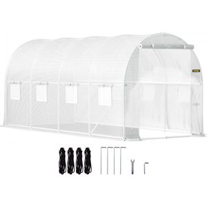 kas met gebogen dak, 4,6 x 2,1 x 2,1 m, koude frame-foliekas, gegalvaniseerd stalen frame en PE-afdekking, kas, waterdichte en UV-bestendige tomatenkas, ideaal voor het kweken van groenten, bloemen