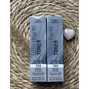 DUOPACK - Wella Color Charm Toner - T69 - Pearl Gray - Creme Toner - Wella Toner - Ice blonde - Ijsblond - Platinum - Lichtblond - Asblond - Ash blonde