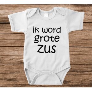 Soft Touch Rompertje met tekst - ik word grote zus | Baby rompertje met leuke tekst | | kraamcadeau | 0 tot 3 maanden | GRATIS verzending
