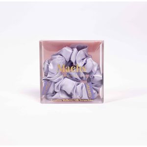 Maéhs Set van 2 scrunchies medium, Kleur Lavendel haaraccessoires - haarelastiekjes - 100% moerbei zijde, kwaliteit 22 Momme - cadeautip