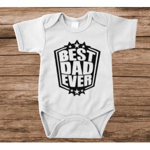Soft Touch Rompertje met tekst - best dad ever | Baby rompertje met leuke tekst | | kraamcadeau | 0 tot 3 maanden | GRATIS verzending