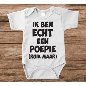 Soft Touch Rompertje met tekst - ik ben echt een poepie | Baby rompertje met leuke tekst | | kraamcadeau | 0 tot 3 maanden | GRATIS verzending