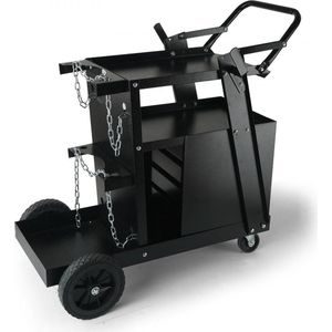 laswagen 2 legborden met 4 beladen lasmobiel max 100-120kg wagen voor lasapparatuur met 2 gasflessenhouders ideaal voor handmatige lassen inert