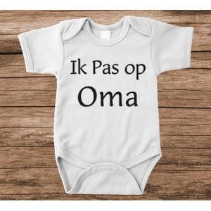 Soft Touch Rompertje met tekst - ik pas op oma | Baby rompertje met leuke tekst | | kraamcadeau | 0 tot 3 maanden | GRATIS verzending