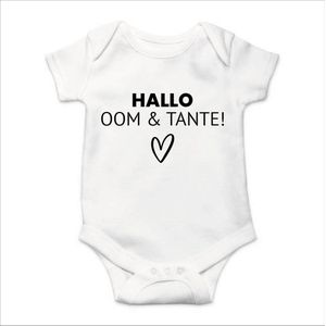 Soft Touch Rompertje met tekst - Hallo Oom & Tante | Baby rompertje met leuke tekst | | kraamcadeau | 0 tot 3 maanden | GRATIS verzending
