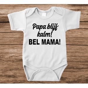 Soft Touch Rompertje met tekst - papa blijf kalm | Baby rompertje met leuke tekst | | kraamcadeau | 0 tot 3 maanden | GRATIS verzending