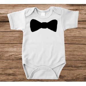 Soft Touch Rompertje met tekst - vlinderdas | Baby rompertje met leuke tekst | | kraamcadeau | 0 tot 3 maanden | GRATIS verzending