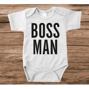 Soft Touch Rompertje met tekst - boss man | Baby rompertje met leuke tekst | | kraamcadeau | 0 tot 3 maanden | GRATIS verzending