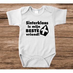Soft Touch Rompertje met tekst - Sinterklaas is mijn beste vriend | Baby rompertje met leuke tekst | | kraamcadeau | 0 tot 3 maanden | GRATIS verzending