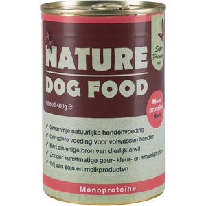 Nature Dog Food Monoproteïne 60% Hert met spinazie, groenlipmossel en brandnetel, Super premium blik a 400 gram