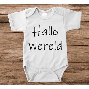 Soft Touch Rompertje met tekst - hallo wereld | Baby rompertje met leuke tekst | | kraamcadeau | 0 tot 3 maanden | GRATIS verzending
