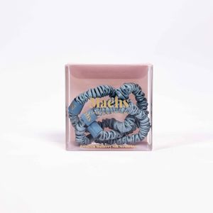 Maéhs | 100% zijde scrunchies - haarelastiek - set 3 x small - Kleur Ether / Blauw - Cadeautip
