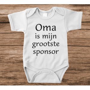 Soft Touch Rompertje met tekst - oma is mijn grootste sponsor | Baby rompertje met leuke tekst | | kraamcadeau | 0 tot 3 maanden | GRATIS verzending