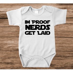 Soft Touch Rompertje met tekst - im proof nerds get laid | Baby rompertje met leuke tekst | | kraamcadeau | 0 tot 3 maanden | GRATIS verzending