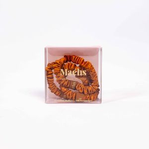 Maéhs | 100% zijde scrunchies - haarelastiek - set 3 x small - Kleur Rust - Cadeautip