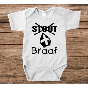 Soft Touch Rompertje met tekst - ik ben braaf Sinterklaas | Baby rompertje met leuke tekst | | kraamcadeau | 0 tot 3 maanden | GRATIS verzending