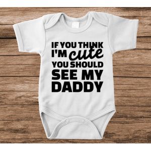 Soft Touch Rompertje met tekst - i'm cute | Baby rompertje met leuke tekst | | kraamcadeau | 0 tot 3 maanden | GRATIS verzending