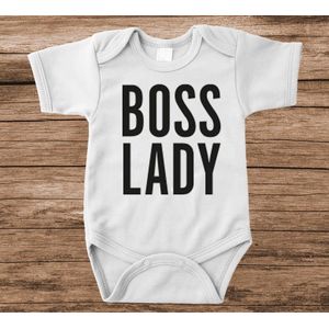 Soft Touch Rompertje met tekst - boss lady | Baby rompertje met leuke tekst | | kraamcadeau | 0 tot 3 maanden | GRATIS verzending