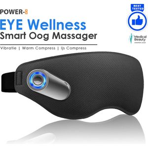 Power-8 Eye Wellness grijs- Smart OogMassage apparaat met micro Vibwave, warm en koud compres - massage - massage apparaat - oogmasker - slaapmasker vrouwen - Slaapmasker man - Anti stress - alternatief massage gun - kerstcadeau - Cadeautips