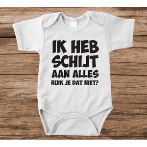 Soft Touch Rompertje met tekst - ik heb schijt aan alles | Baby rompertje met leuke tekst | | kraamcadeau | 0 tot 3 maanden | GRATIS verzending