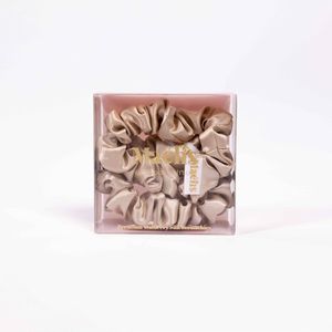 Maéhs Set van 2 scrunchies medium, haaraccessoires - haarelastiekjes -medium, 100% moerbei zijde, kwaliteit 22 Momme - Kleur champagne - cadeautip