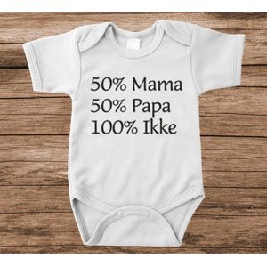 Soft Touch Rompertje met tekst - 50% mama papa | Baby rompertje met leuke tekst | | kraamcadeau | 0 tot 3 maanden | GRATIS verzending