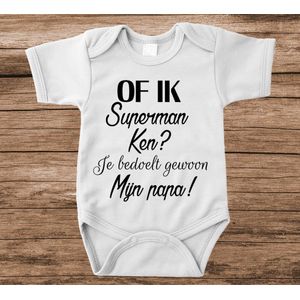 Soft Touch Rompertje met tekst - papa superman | Baby rompertje met leuke tekst | | kraamcadeau | 0 tot 3 maanden | GRATIS verzending