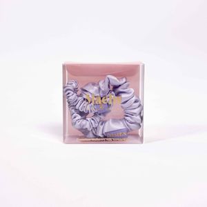 Maéhs Set van 2 scrunchies small en medium, haaraccessoires - haarelastiekjes - 100% moerbei zijde, kwaliteit 22 Momme - Kleur Lavendel - cadeautip