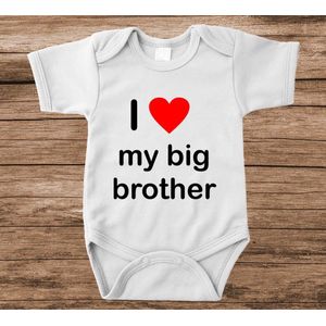 Soft Touch Rompertje met tekst - I love my big brother | Baby rompertje met leuke tekst | | kraamcadeau | 0 tot 3 maanden | GRATIS verzending