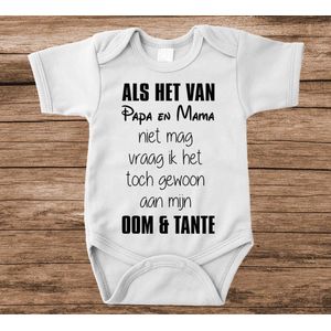 Soft Touch Rompertje met tekst - Oom en Tante | Baby rompertje met leuke tekst | | kraamcadeau | 0 tot 3 maanden | GRATIS verzending