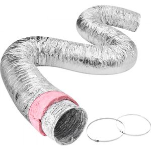 aluminium flexibele slang 7620 mm lange ventilatieslang Φ208 mm aluminium flexibele buis luchtkanaal R-6 thermische weerstandswaarde 25 mm buisdikte aluminium buisslang Owens Corning isolatie wollen luchtkanalen
