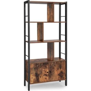 Boekenkast - Wandkast - 4 planken - Metalen frame - Industrieel design