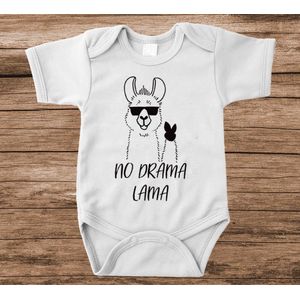 Soft Touch Rompertje met tekst - no drama Lama | Baby rompertje met leuke tekst | | kraamcadeau | 0 tot 3 maanden | GRATIS verzending