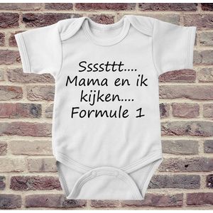 Soft Touch Rompertje met tekst - Sssttt Mama en ik kijken F1 | Baby rompertje met leuke tekst | | kraamcadeau | 0 tot 3 maanden | GRATIS verzending