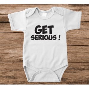 Soft Touch Rompertje met tekst - get serious | Baby rompertje met leuke tekst | | kraamcadeau | 0 tot 3 maanden | GRATIS verzending