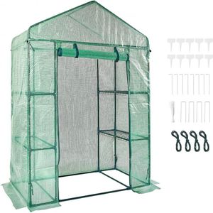 filmkas 141x74,5x205cm tomatenkas 15kg draagvermogen kas tuinhuis koud frame PE materiaal stalen buis tomatenkas groentekas met 4 planken plantenkas