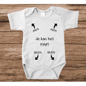 Soft Touch Rompertje met tekst - pap je kan het | Baby rompertje met leuke tekst | | kraamcadeau | 0 tot 3 maanden | GRATIS verzending