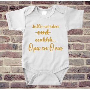 Soft Touch Rompertje met tekst - jullie worden oud | Baby rompertje met leuke tekst | | kraamcadeau | 0 tot 3 maanden | GRATIS verzending
