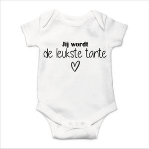 Soft Touch Rompertje met tekst - Jij wordt de leukste tante | Baby rompertje met leuke tekst | | kraamcadeau | 0 tot 3 maanden | GRATIS verzending