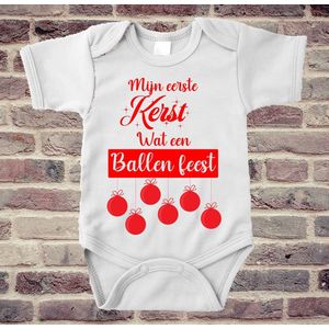 Soft Touch Rompertje met tekst - Ballenfeest | Baby rompertje met leuke tekst | | kraamcadeau | 0 tot 3 maanden | GRATIS verzending
