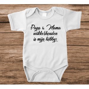 Soft Touch Rompertje met tekst - wakkerhouden | Baby rompertje met leuke tekst | | kraamcadeau | 0 tot 3 maanden | GRATIS verzending