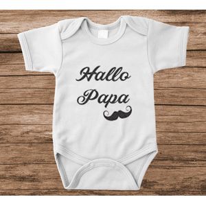 Soft Touch Rompertje met tekst - hallo papa | Baby rompertje met leuke tekst | | kraamcadeau | 0 tot 3 maanden | GRATIS verzending