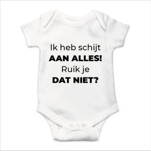 Soft Touch Rompertje met tekst - Ik heb schijt aan alles | Baby rompertje met leuke tekst | | kraamcadeau | 0 tot 3 maanden | GRATIS verzending